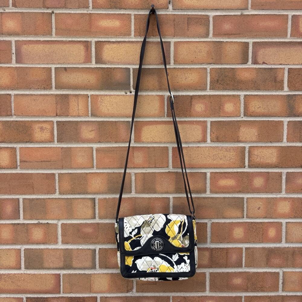 Vera Bradley Quilted Cotton Turnlock Crossbody Retired Dogwood Pattern